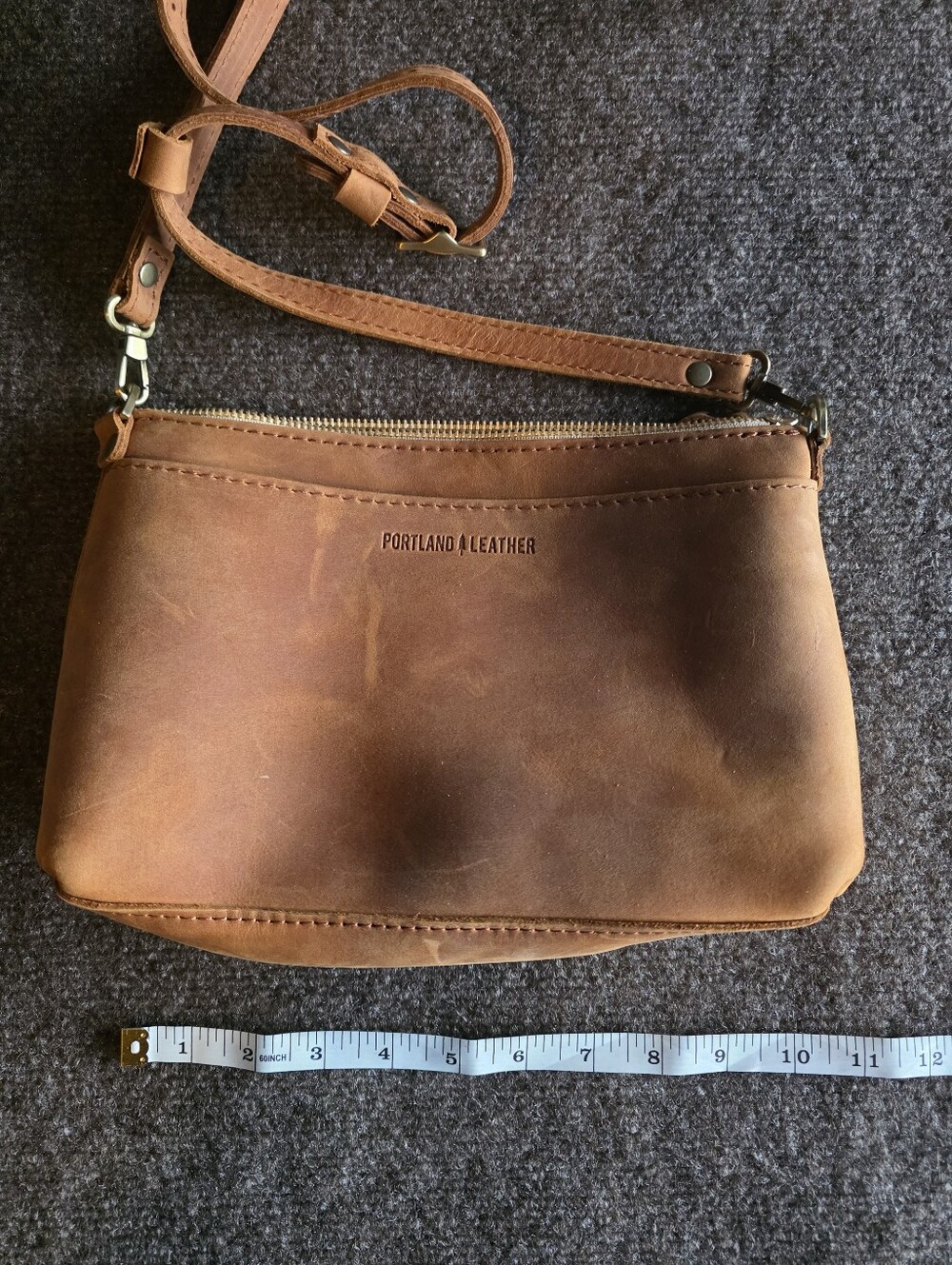Portland Leather Goods Poppy Purse Dakota Brown Leather Crossbody NWOT